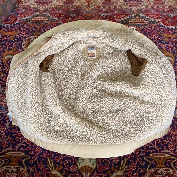 Mighty Mac Out O' Gloucester Beige Faux Shearling Lined Two Way Zip Deck Jacket - Picture 12 of 14